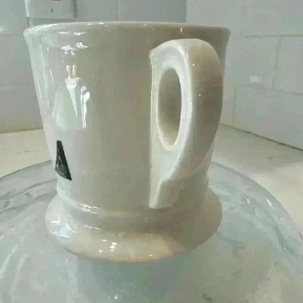 Anthropologie Letter L Initial Coffee Mug White Black Retro Shaving Cup Monogram